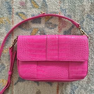 hot pink embossed croc leather crossbody